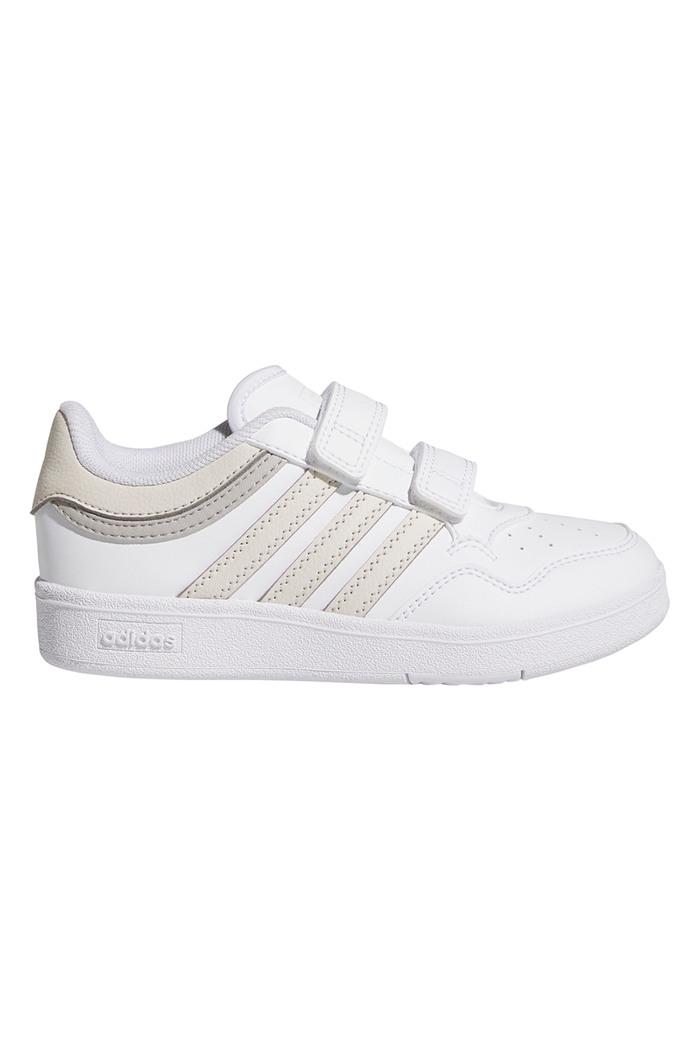 adidas Sportswear, Pantofi sport de piele ecologica cu velcro Hoops 4.0, Alb, Alb murdar, 33 EU