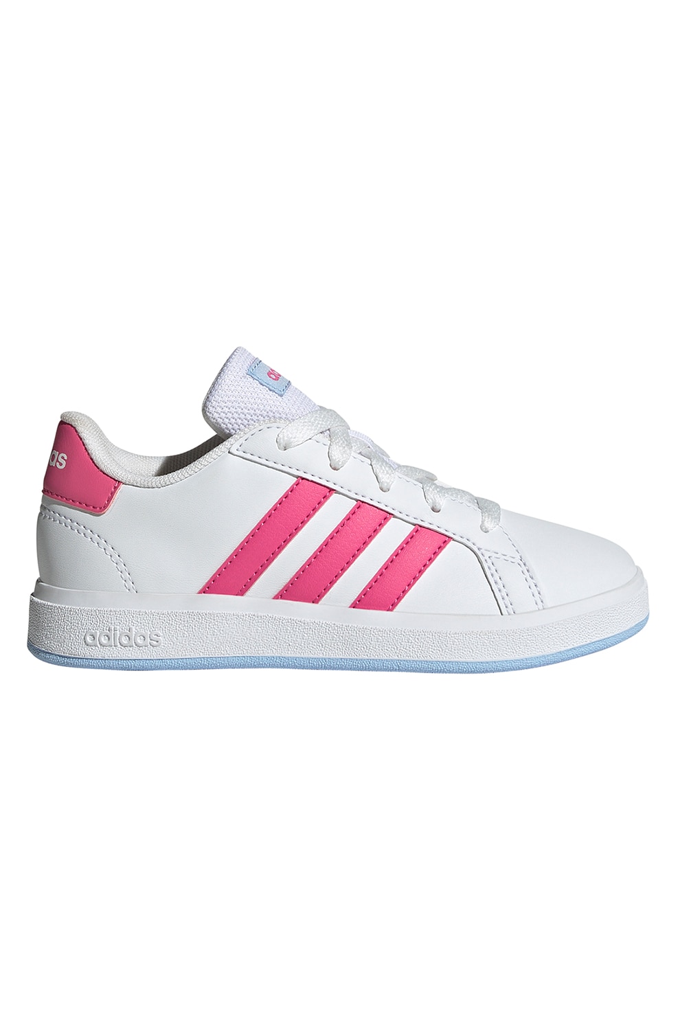 adidas Sportswear, Pantofi sport din piele ecologica Grand Court 2.0, Alb, Roz pastel, 29 EU