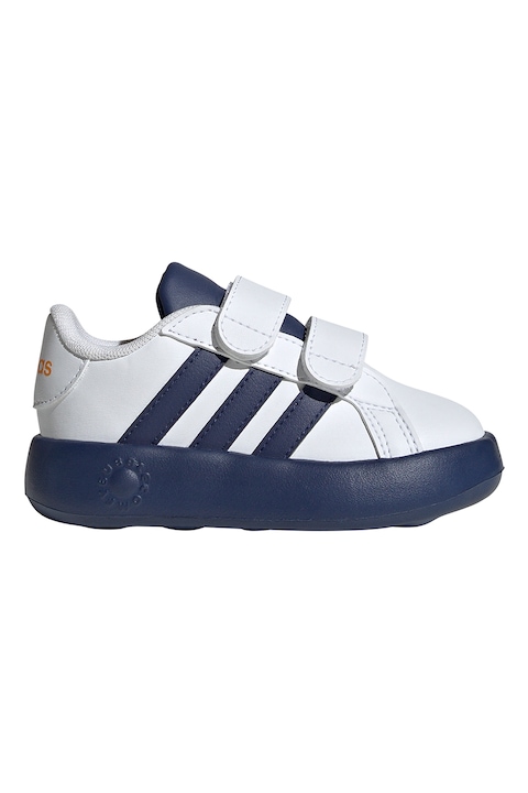 adidas Sportswear, Спортни обувки Grand Court 2.0 от еко кожа с велкро, Бял/Тъмносин