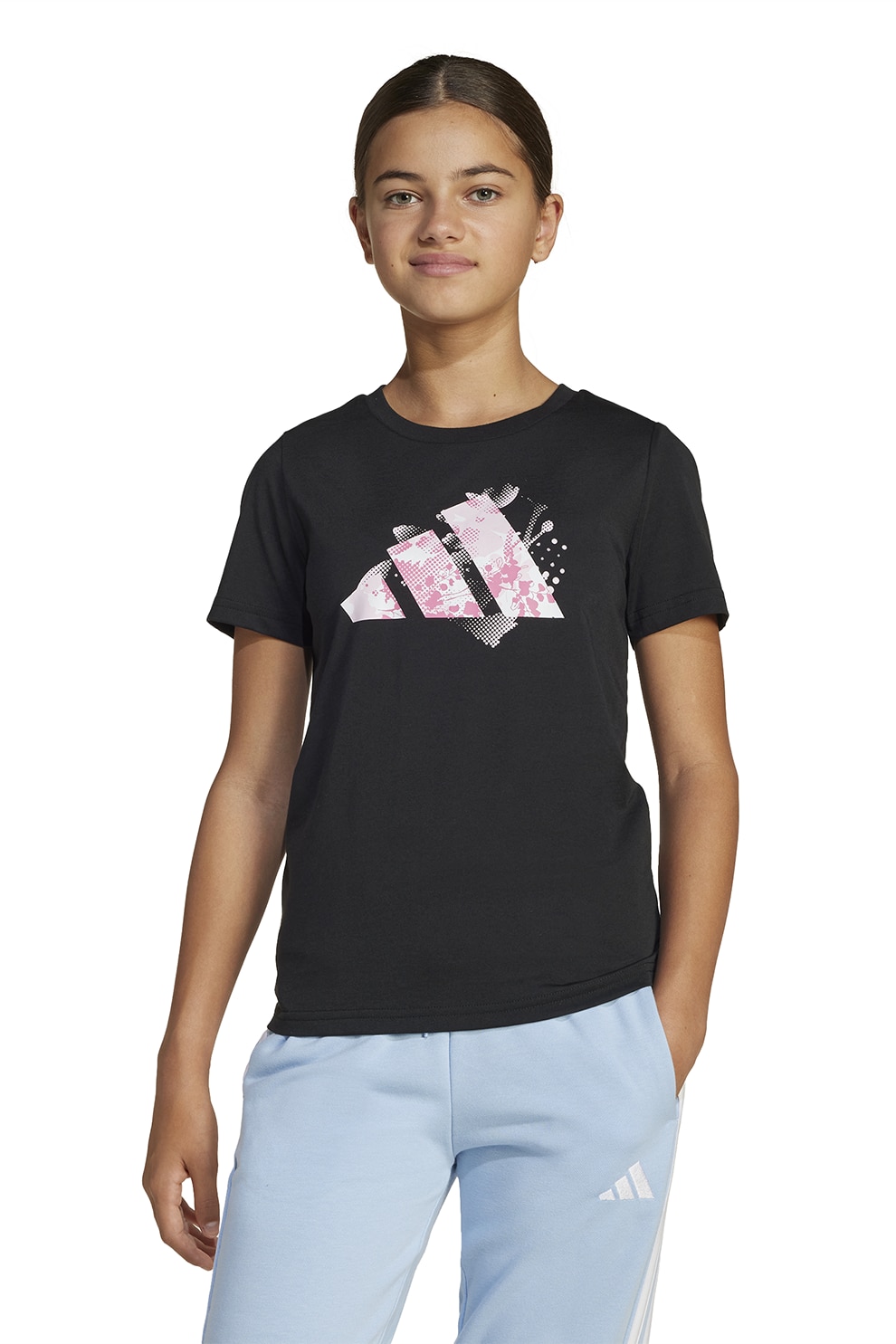 adidas Sportswear, Tricou regular fit cu imprimeu logo, Negru, 128 CM