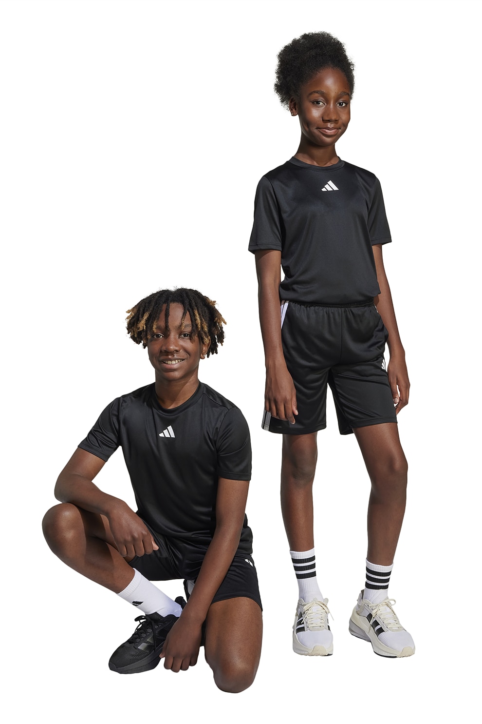 adidas Sportswear, Set de tricou si pantaloni scurti, Negru, 116 CM