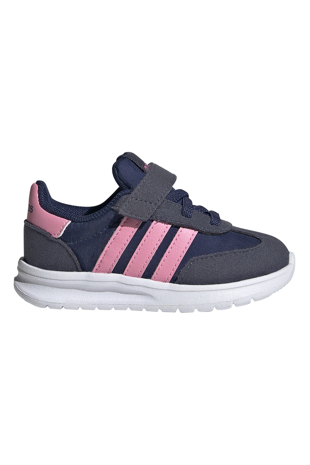 adidas Sportswear, Pantofi sport Run 70s 2.0 cu velcro, Roz pastel, Bleumarin, 23 EU