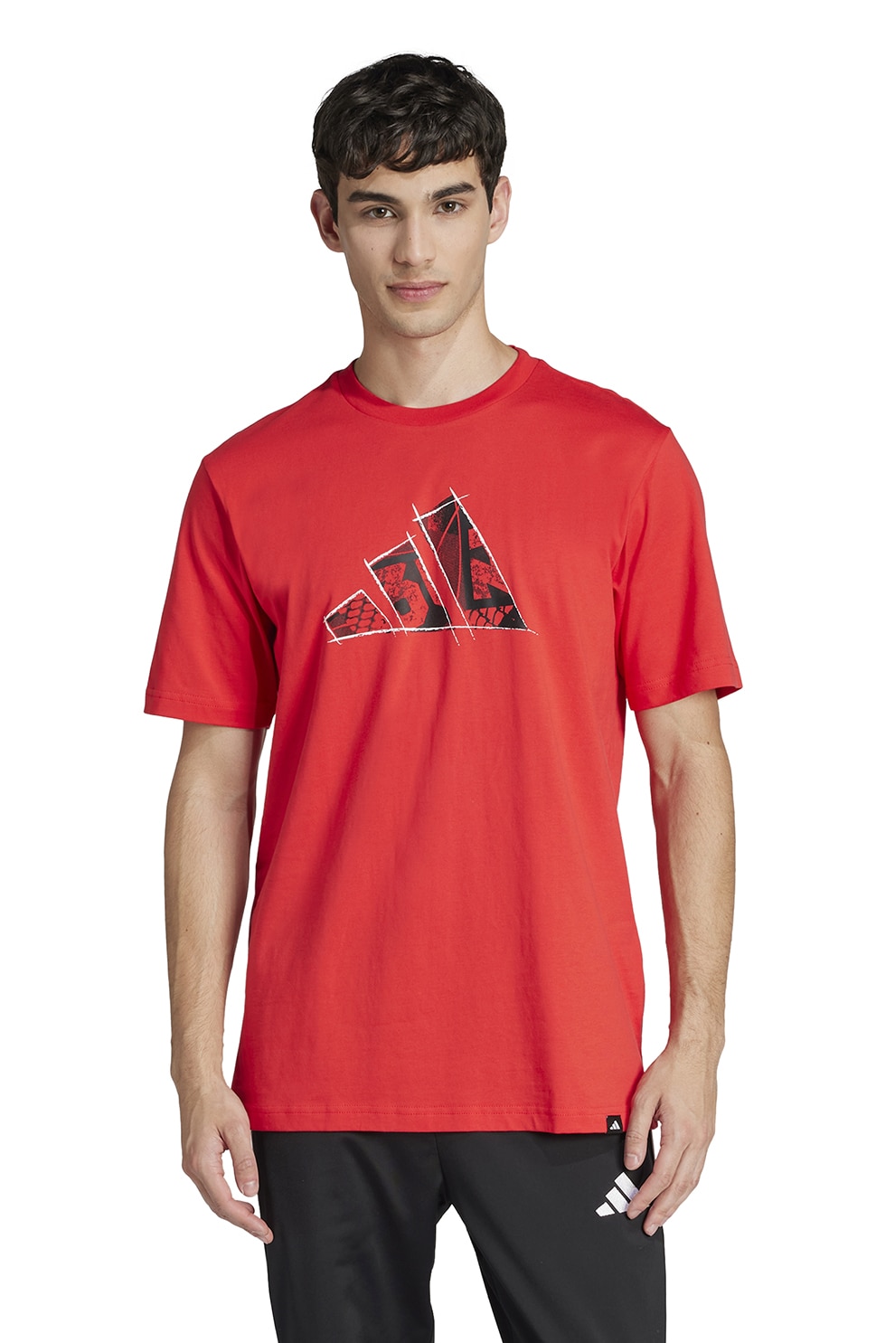 adidas Sportswear, Tricou din bumbac Photoreal, Negru, Corai, M