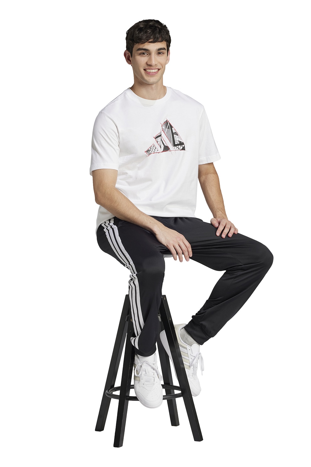 adidas Sportswear, Tricou din bumbac Photoreal, Alb, Gri, L