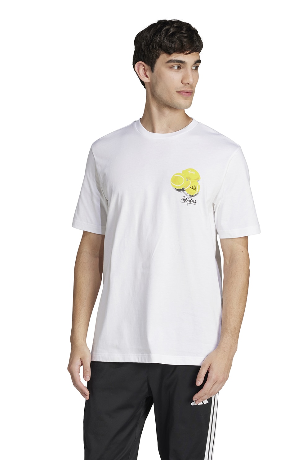 adidas Sportswear, Tricou din bumbac Life Lemons, Alb, Galben, L