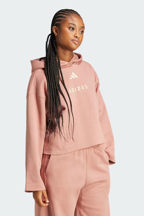adidas Sportswear, Hanorac lejer cu imprimeu logo, Roz somon