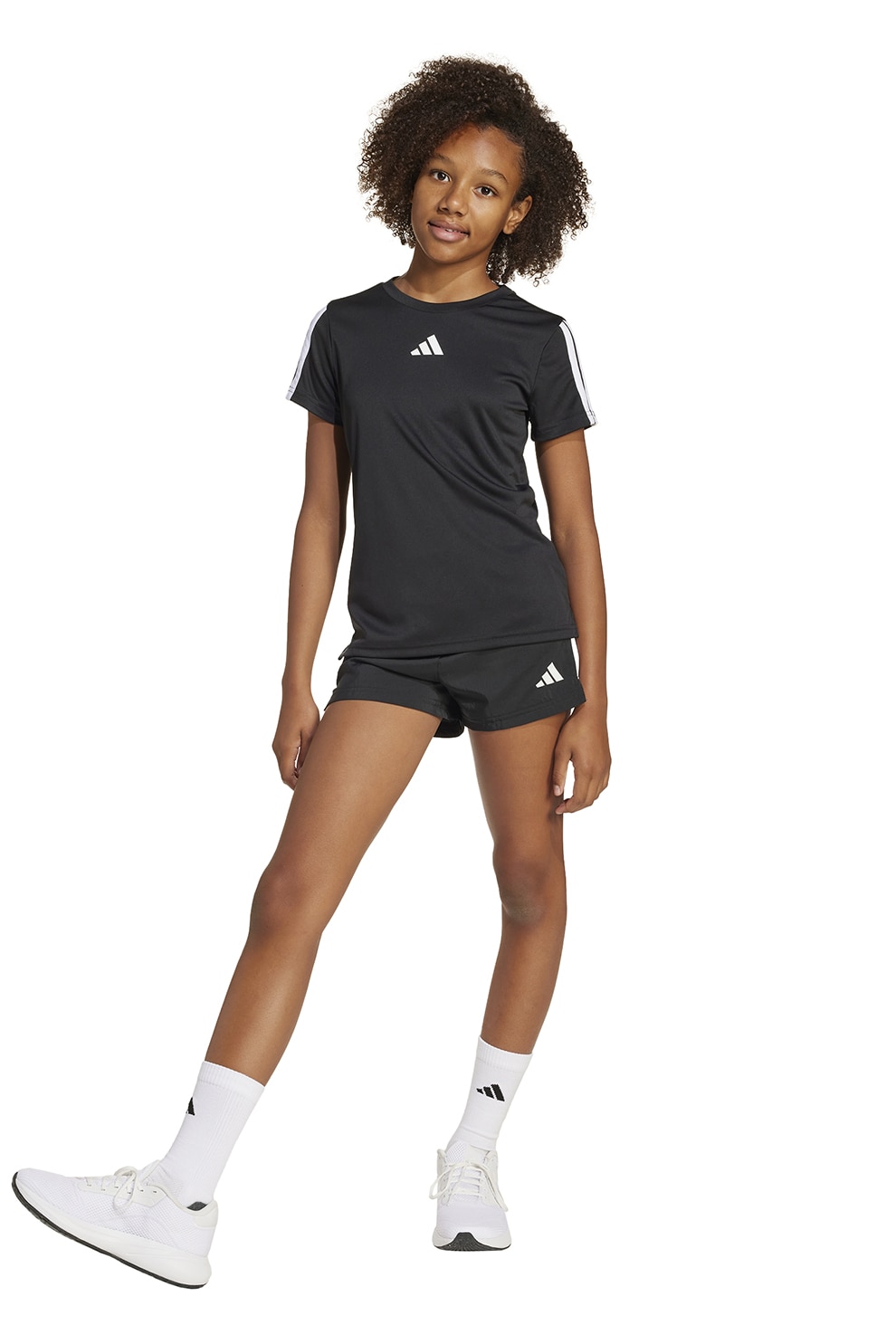 adidas Sportswear, Tricou slim fit Essentials, Alb, Negru stins, 164 CM