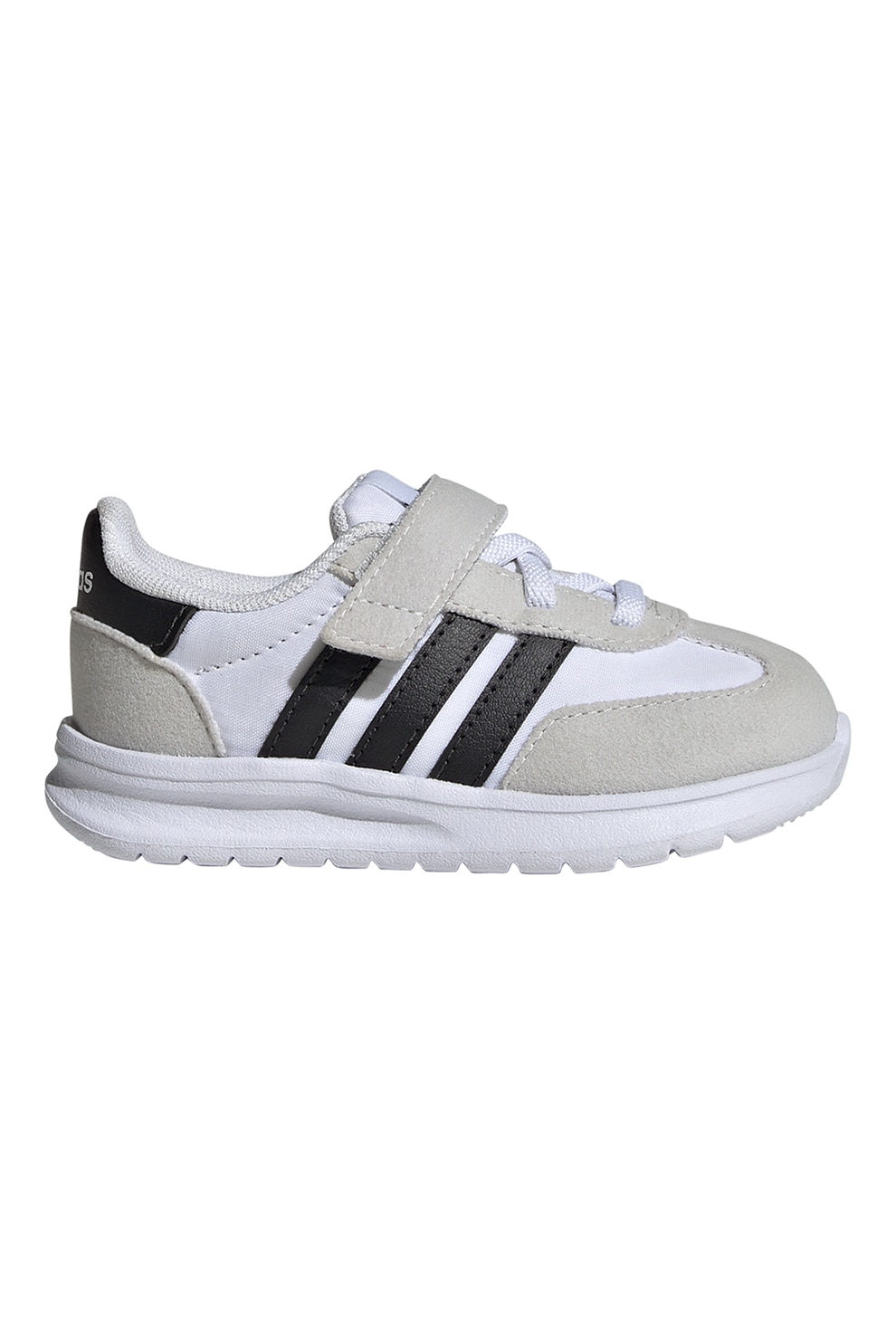 adidas Sportswear, Pantofi sport Run 70s 2.0 cu velcro, Negru, Alb optic, Grej, 26.5 EU