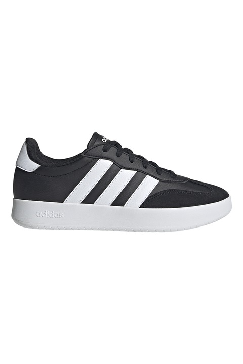 adidas Sportswear, Pantofi sport din piele ecologica cu insertii din piele intoarsa Barreda, Negru/Alb optic