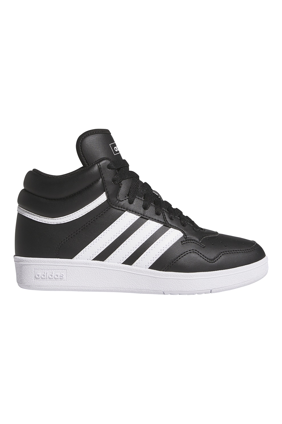 adidas Sportswear, Pantofi sport mid-high de piele ecologica Hoops 4.0, Negru, Alb optic, 35.5 EU