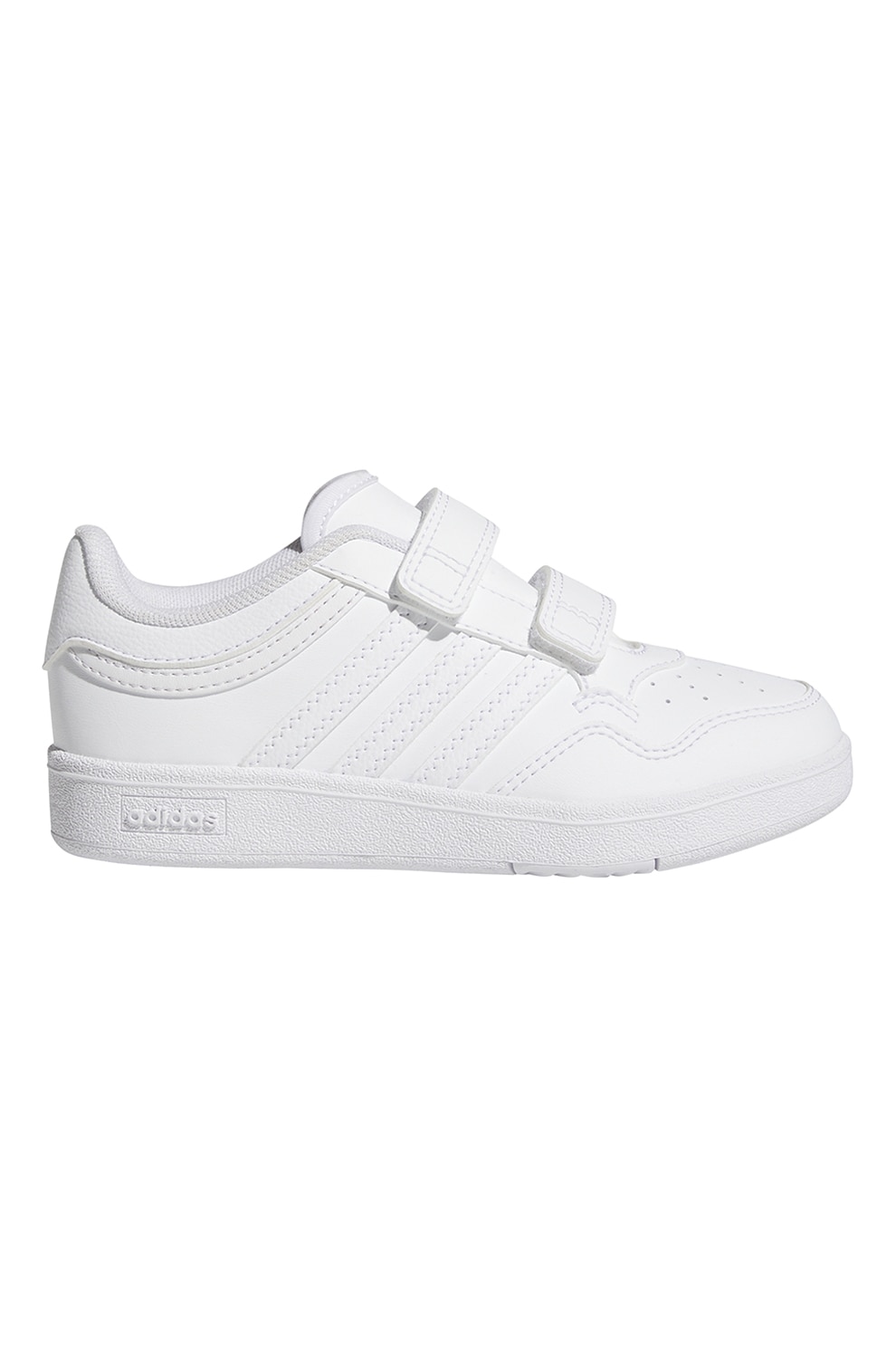 adidas Sportswear, Pantofi sport de piele ecologica cu velcro Hoops 4.0, Alb optic, 34 EU