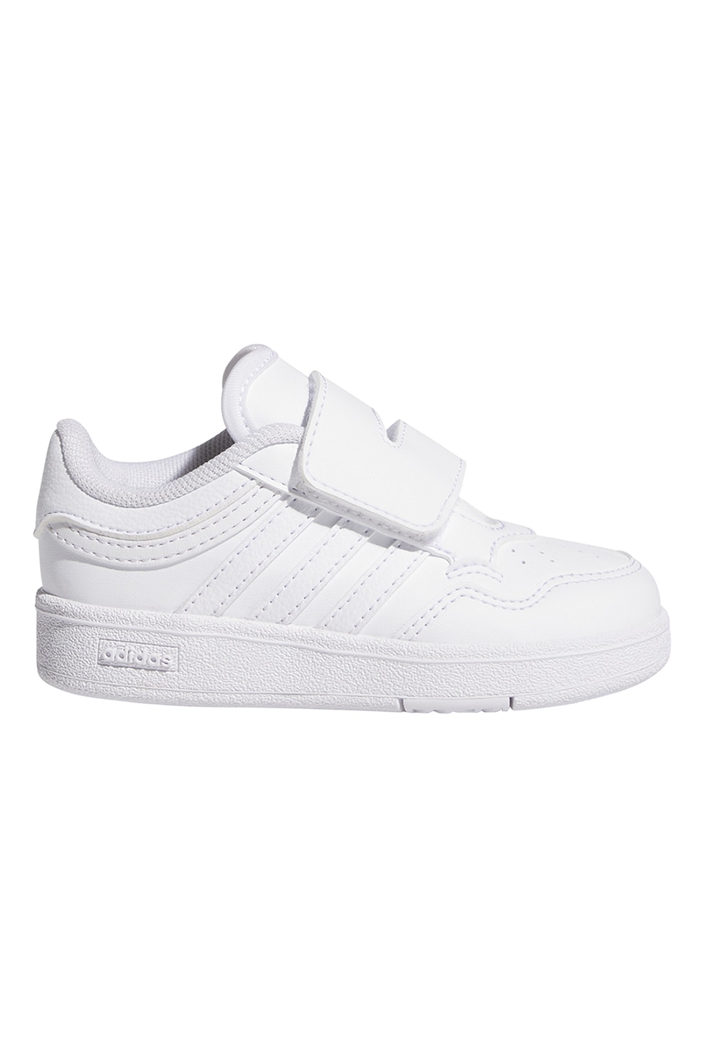 adidas Sportswear, Pantofi sport de piele ecologica cu velcro Hoops 4.0, Alb optic, 23.5 EU