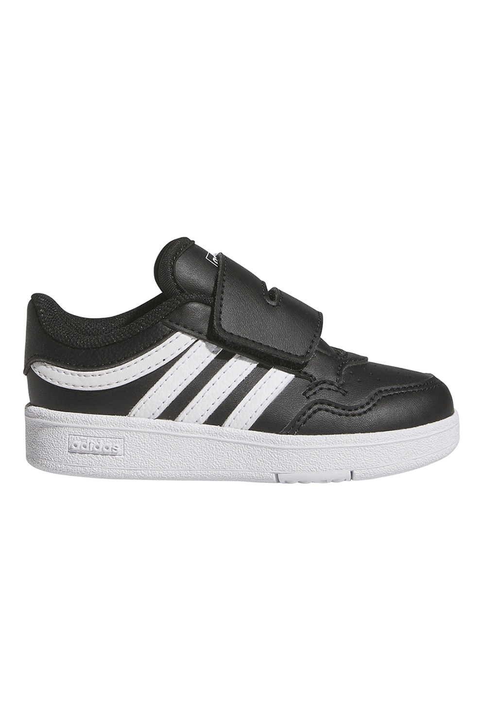 adidas Sportswear, Pantofi sport de piele ecologica cu velcro Hoops 4.0, Negru, Alb optic, 22 EU