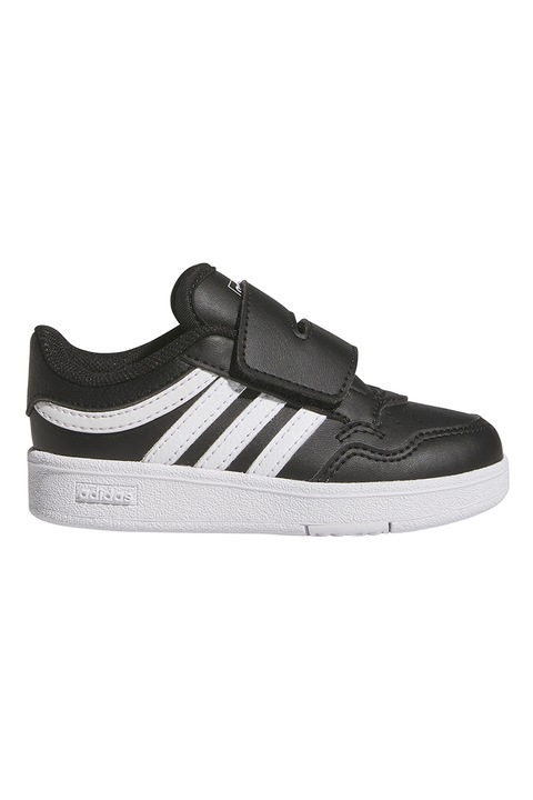 adidas Sportswear, Pantofi sport de piele ecologica cu velcro Hoops 4.0, Negru/Alb optic
