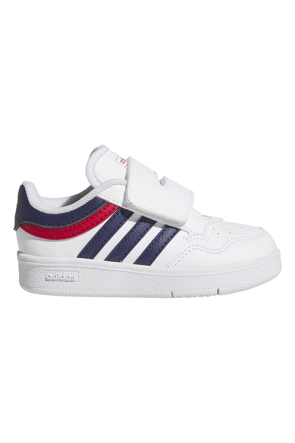adidas Sportswear, Pantofi sport de piele ecologica cu velcro Hoops 4.0, Alb optic, Rosu vermillion, Bleumarin, 22 EU