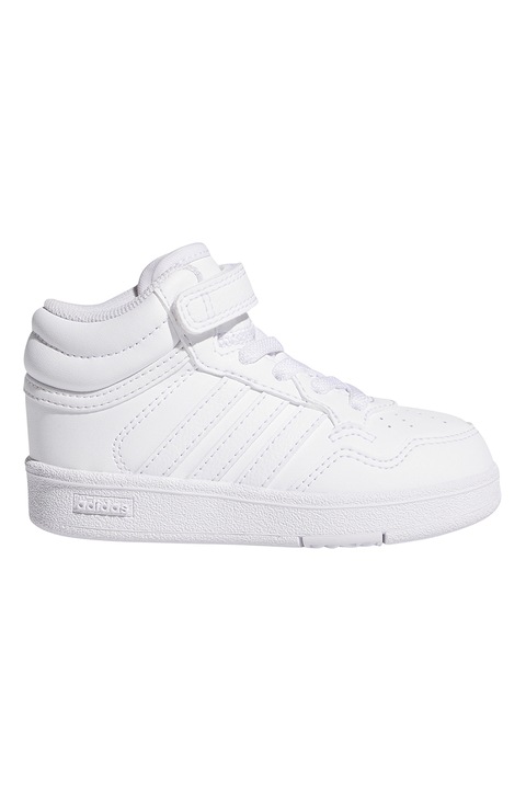 adidas Sportswear, Pantofi sport mid-high din piele ecologica Hoops 4.0, Alb optic