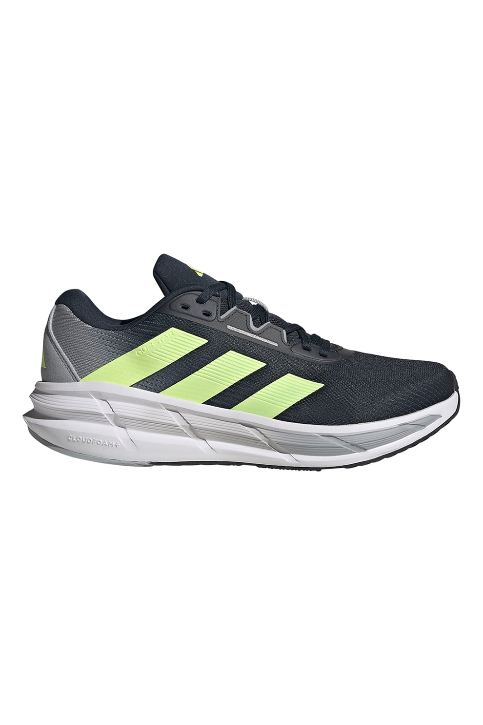 adidas Performance, Pantofi Questar 3 cu aspect tricotat pentru alergare, Negru, Verde lime, Gri inchis, 9.5