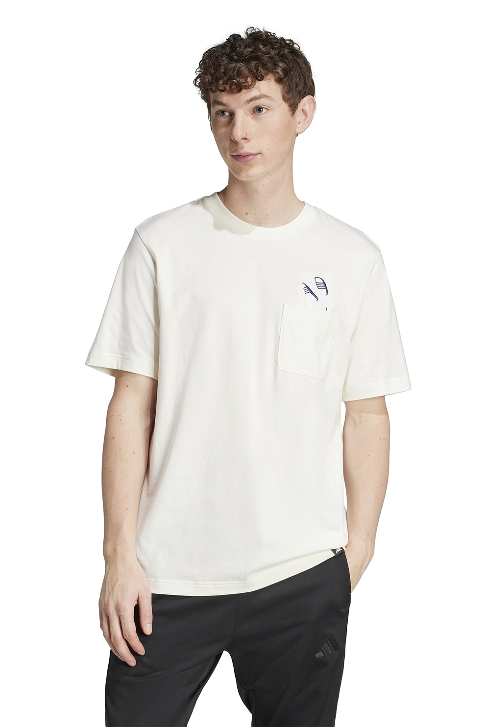 adidas Sportswear, Tricou de casa din bumbac Slide, Alb murdar, S
