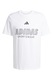 adidas Sportswear, Tricou cu imprimeu logo si decolteu la baza gatului, Alb/Negru