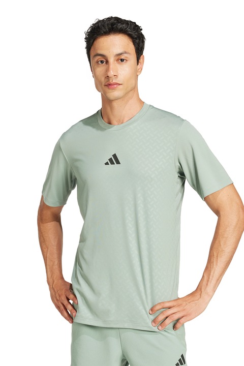 adidas Performance, Слим фитнес тениска Power с лого, Светлозелен