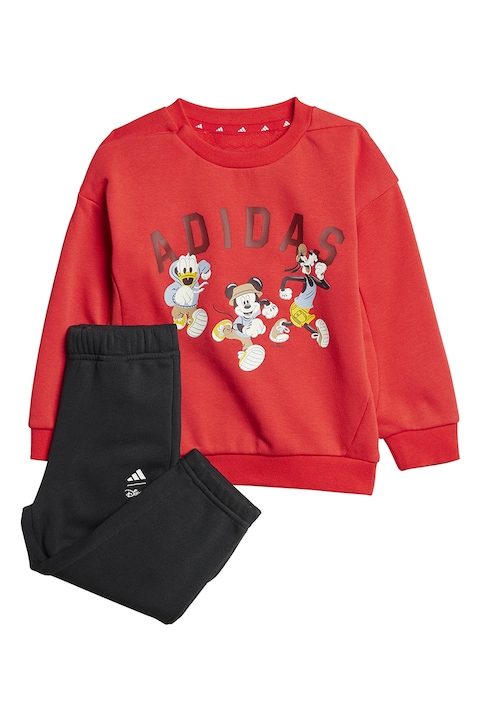 adidas Sportswear, Суитшърт и спортен панталон с шарка на Mickey Mouse, Червен/Бял/Черен