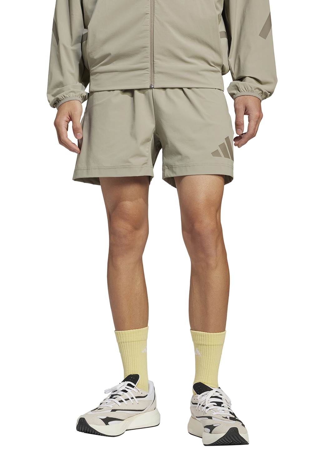 adidas Sportswear, Pantaloni scurti cu snur de ajustare si buzunare laterale, Grej, L