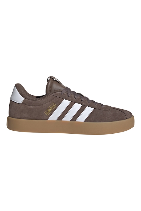 adidas Sportswear, Pantofi sport VL Court 3.0 de piele intoarsa, Maro cognac