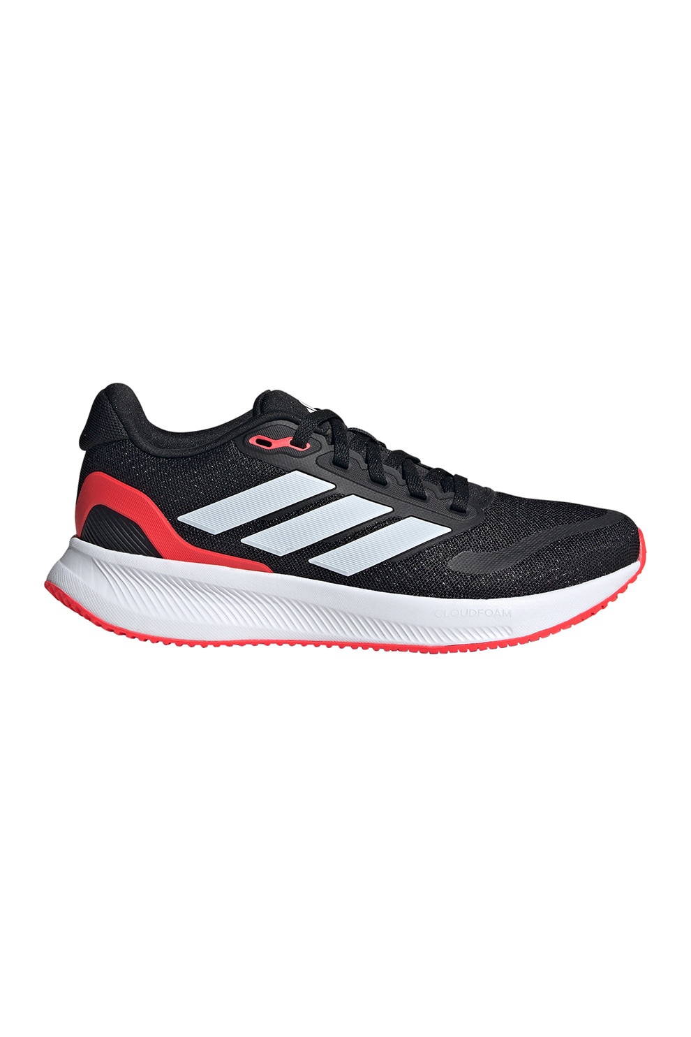 adidas Sportswear, Pantofi sport Run Falcon 5 low-cut din plasa, Negru, Coral, Alb optic, 35.5 EU