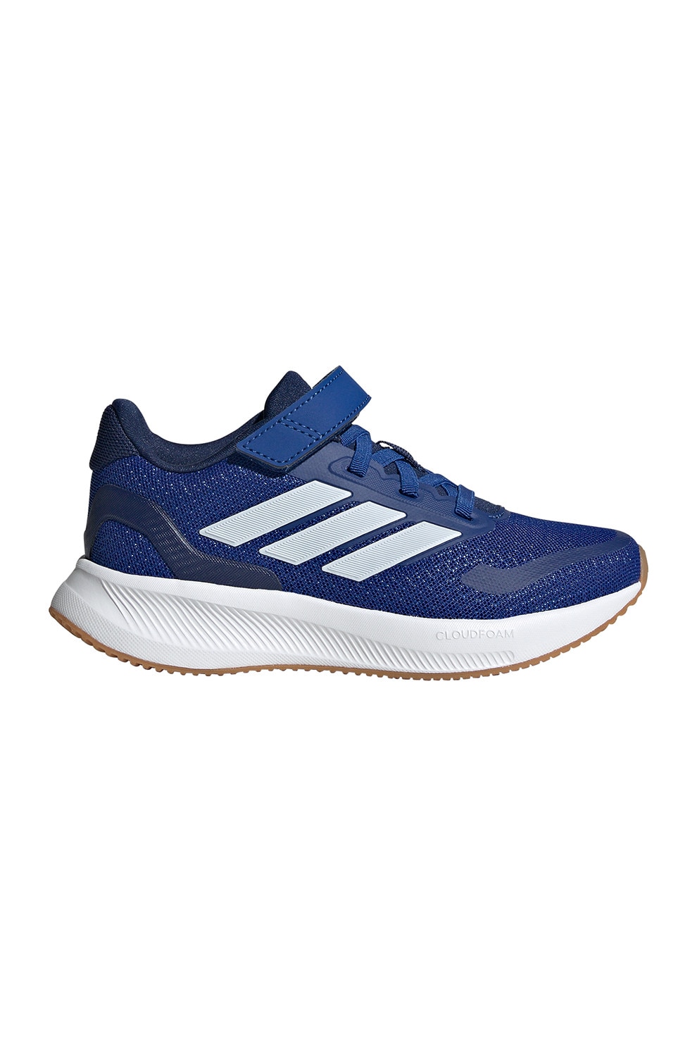 adidas Sportswear, Pantofi sport Runfalcon 5 din plasa cu logo si velcro, Albastru petrol, Crem, 28 EU