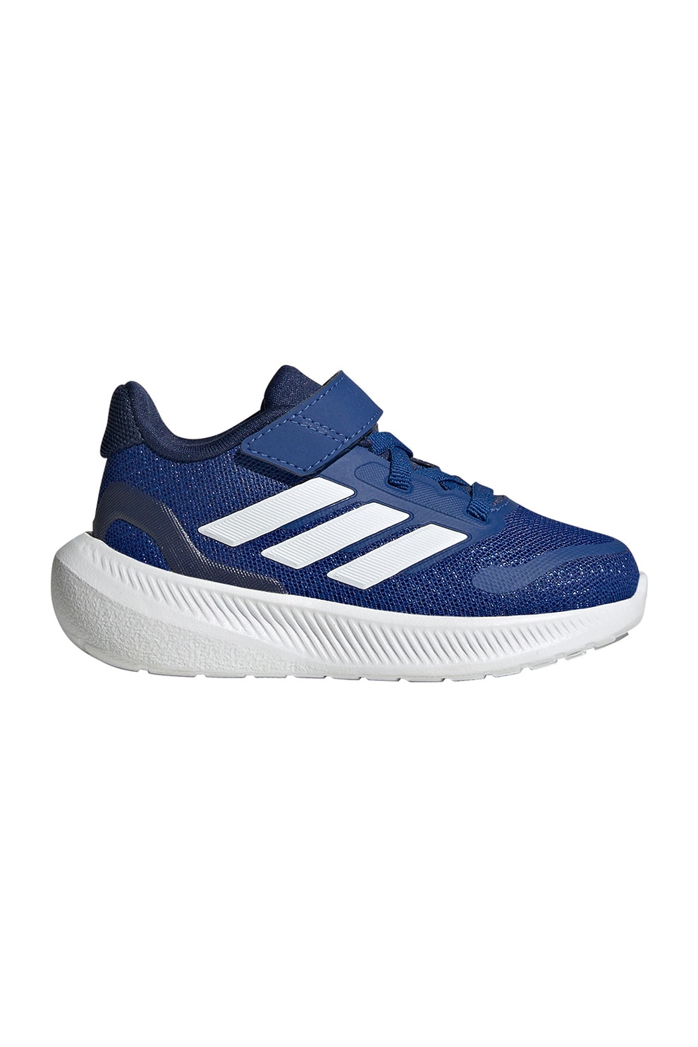 adidas Sportswear, Pantofi sport Run Falcon 5 din material textil cu velcro, Albastru inchis, Alb optic, 21 EU