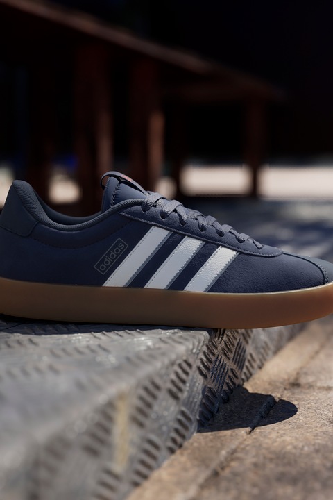 adidas Sportswear, Pantofi sport din piele intoarsa VL Court 3.0, Albastru prafuit/Alb optic/Caramel