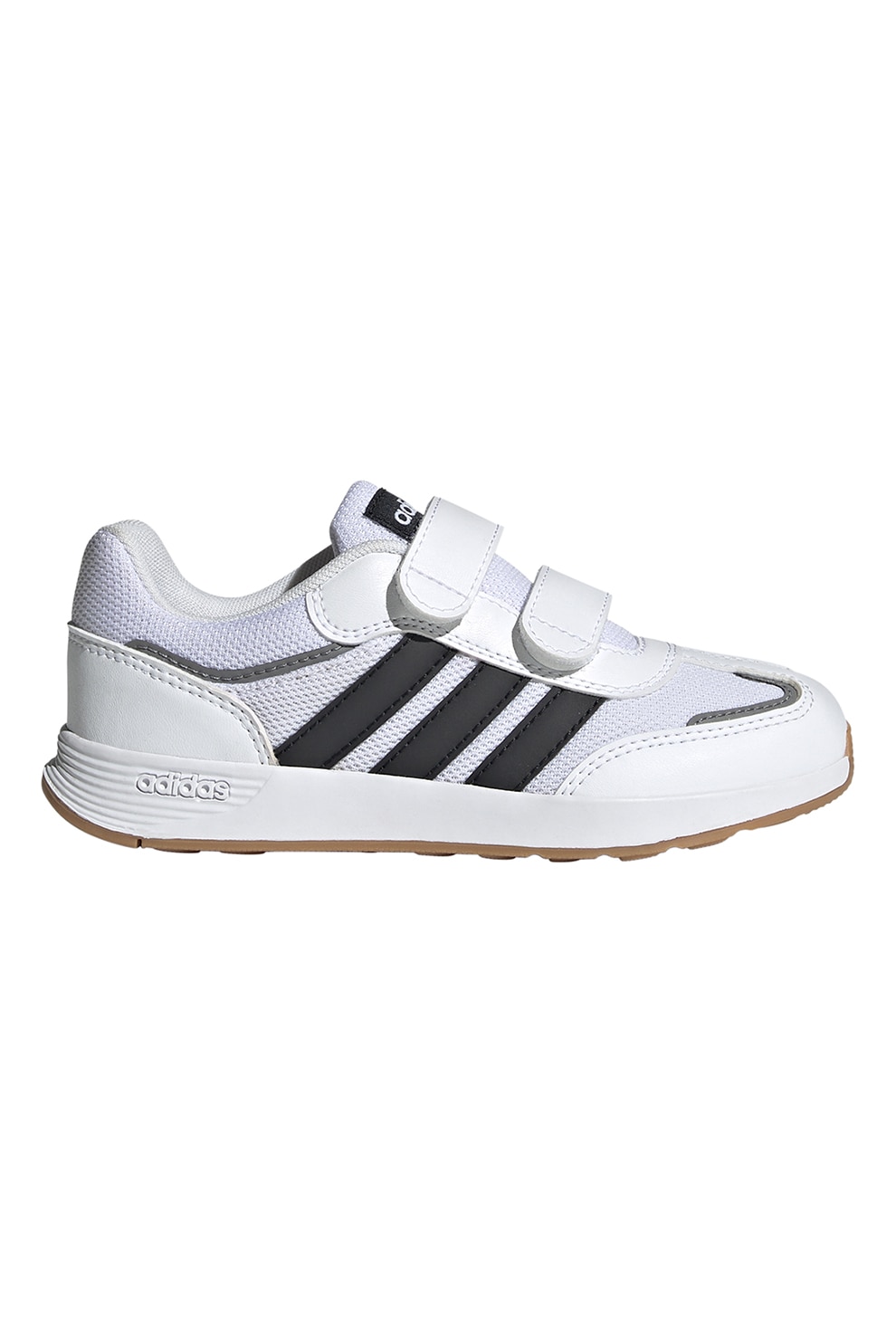 adidas Sportswear, Pantofi sport Tensaur din piele ecologica si plasa, cu velcro, Alb, Negru, 32 EU