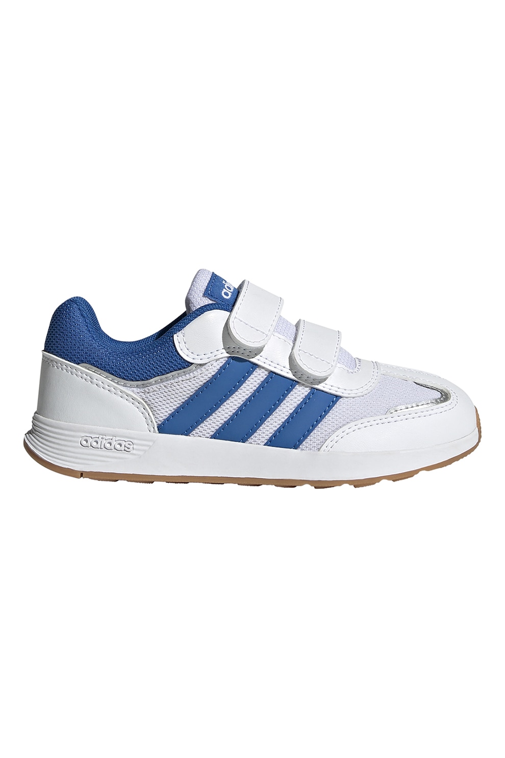 adidas Sportswear, Pantofi sport Tensaur din piele ecologica si plasa, cu velcro, Alb, Albastru royal, 31 EU