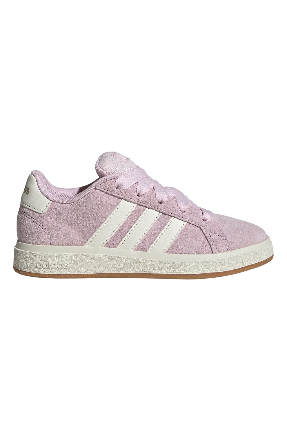 adidas Sportswear, Pantofi sport Grand Court 00s din piele intoarsa, Alb, Roz prafuit, 32 EU