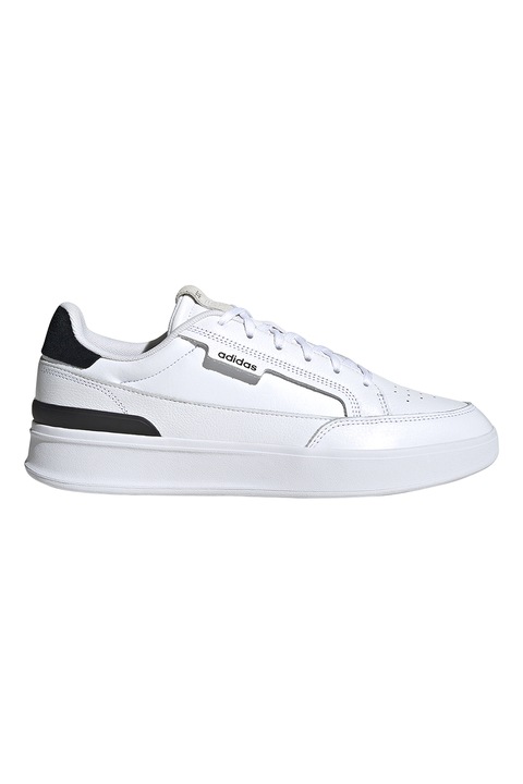 adidas Sportswear, Pantofi sport de piele cu platforma Aspyre, Negru/Alb optic