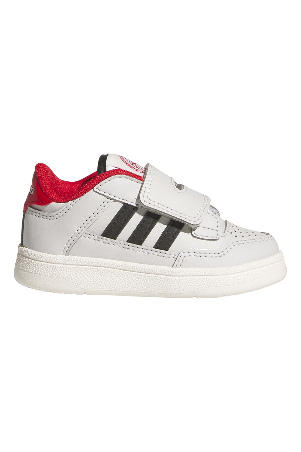 adidas Sportswear, Pantofi sport din piele ecologica cu inchidere velcro Rapid Court, Alb, Negru stins, 24 EU