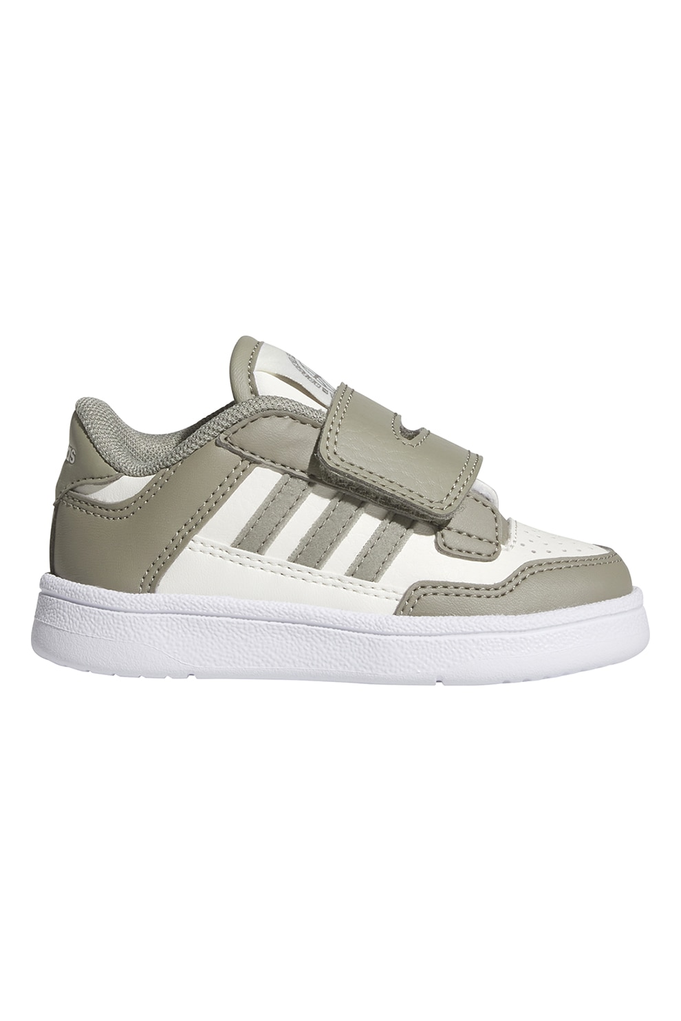 adidas Sportswear, Pantofi sport din piele ecologica cu inchidere velcro Rapid Court, Alb, Kaki, 21 EU