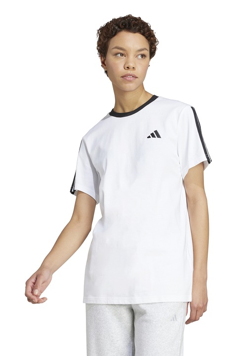 adidas Sportswear, Памучна тениска с лого, Черен/Бял