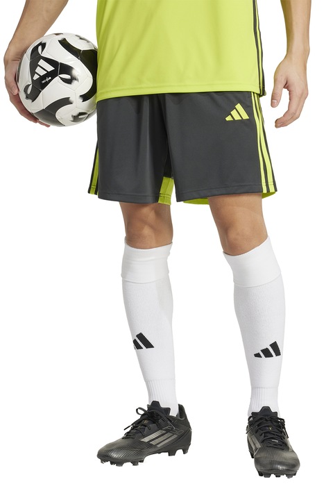adidas Performance, Футболни шорти с еластична талия, Черен/Лайм зелено, S