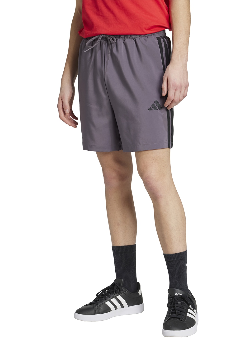 adidas Sportswear, Pantaloni scurti cu benzi laterale cu logo Chelsea, Negru, Violet prafuit, XL