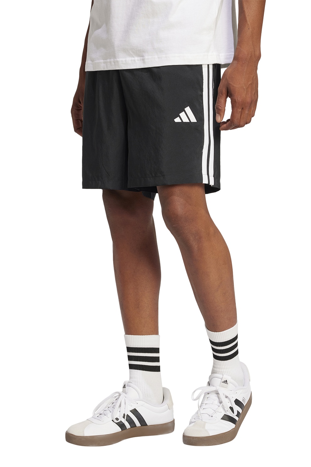 adidas Sportswear, Pantaloni scurti cu benzi laterale cu logo Chelsea, Alb, Negru, S