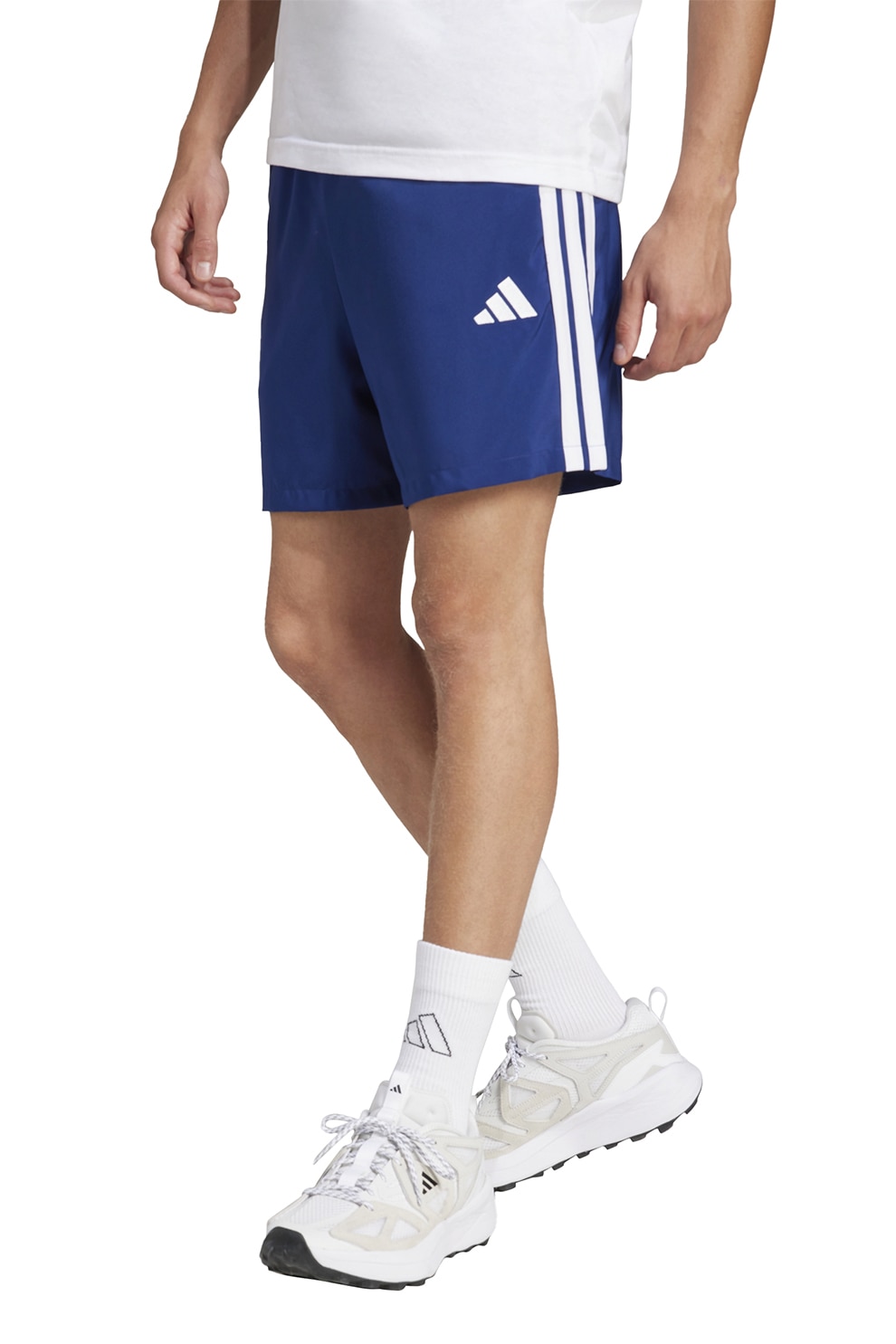 adidas Sportswear, Pantaloni scurti cu benzi laterale cu logo Chelsea, Alb, Albastru inchis, S