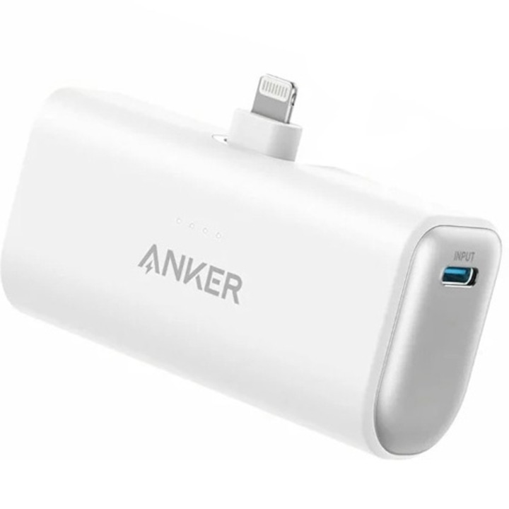 Acumulator extern Anker 621 5000 mAh 12W conector Ligthning, Alb