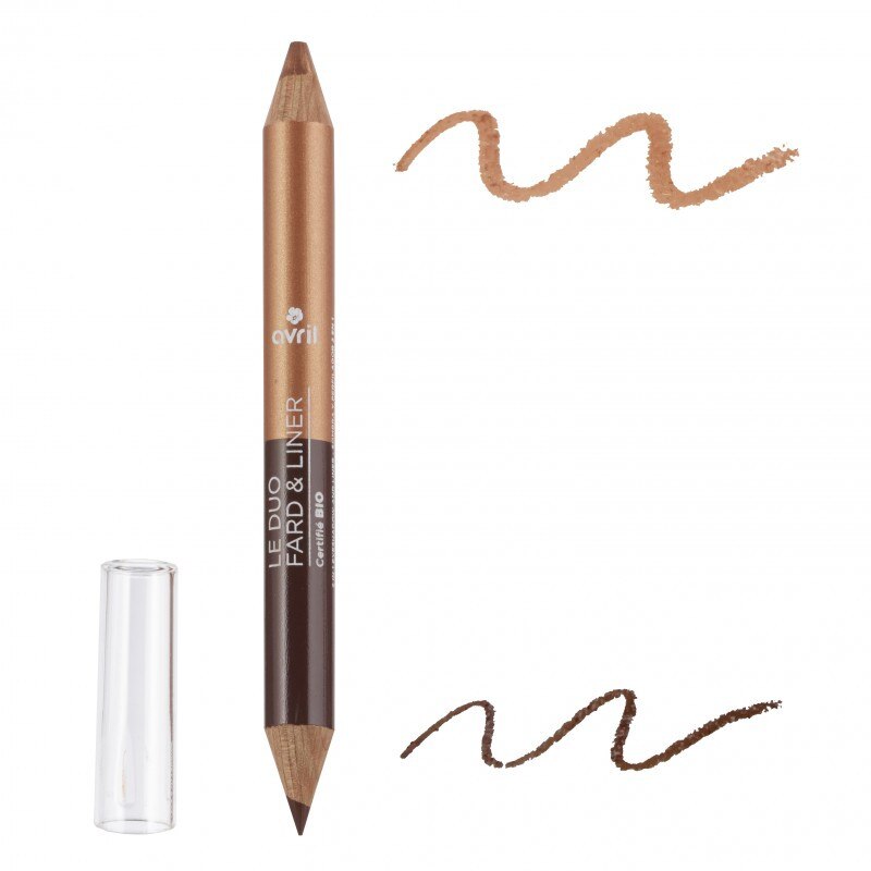 Duo fard de pleoape si creion de ochi bio, maro inchis/bronz, 1.25g/0.52g, Avril