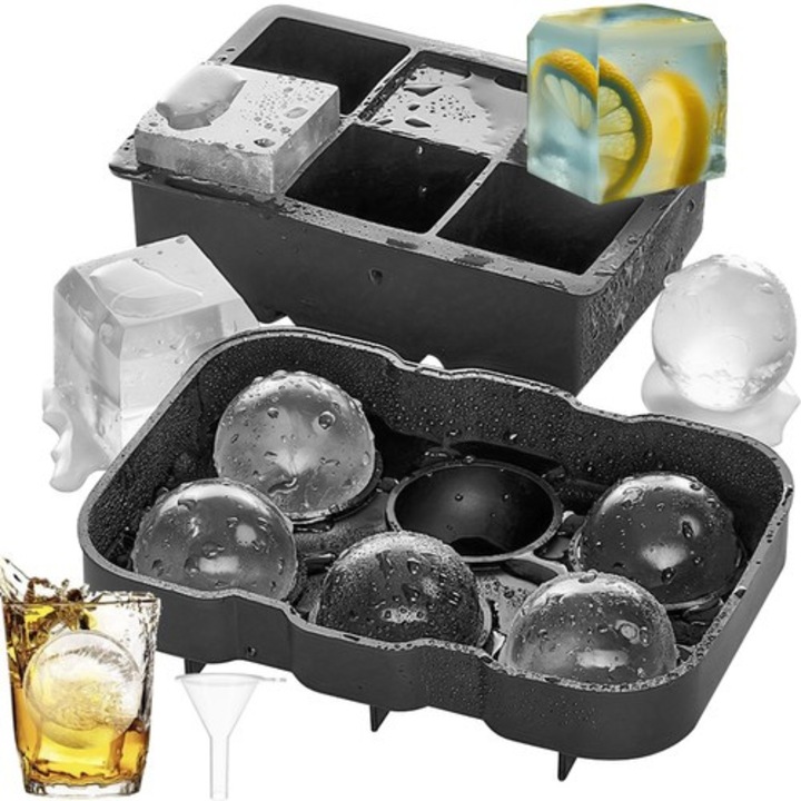 Forma din silicon pentru cuburi de gheata 2 in 1 pentru bile