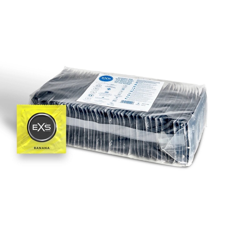 Презервативи с вкус на банан 100 бр. EXS, 54 мм