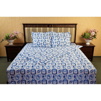 Lenjerie de pat dublu 220 x 240cm, 4 piese, bumbac 100%, Kat & Dor, Lant / Albastru Lenjerie de pat dublu 220 x 240cm, 4 piese, bumbac 100%, Kat & Dor, Lant / Albastru