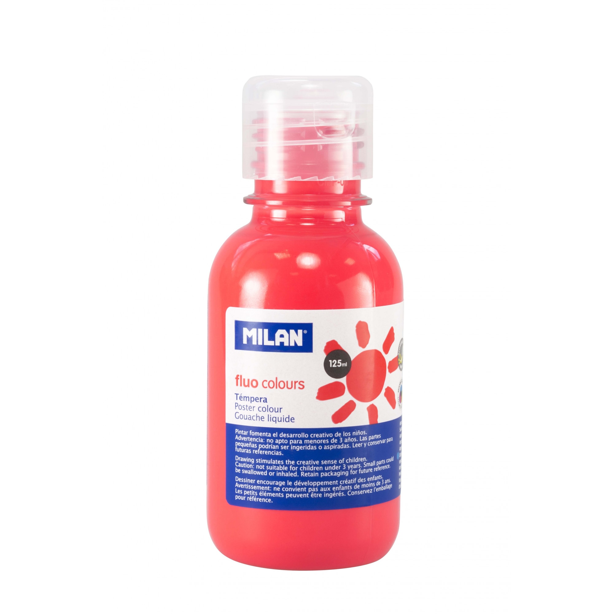 Tempera 125 ml rosu coral fluorescent MILAN
