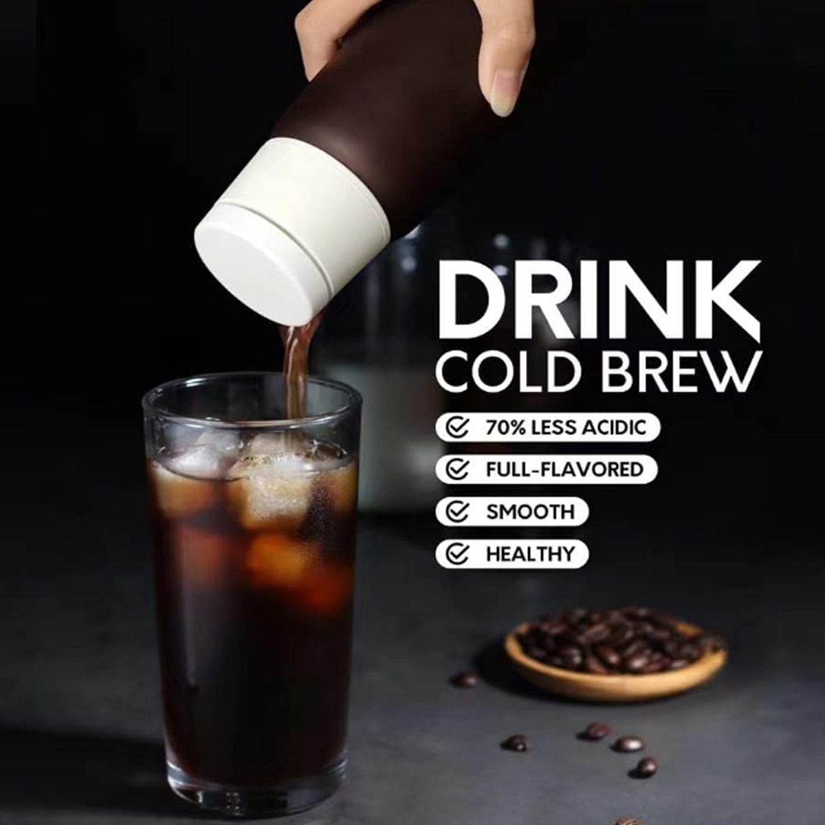 Aparat de cafea Cold Brew, Companionul tau portabil pentru o cafea bogata, neteda, sticla rezistenta la caldura, design rezistent la scurgeri, filtru micron reutilizabil, 750 ml