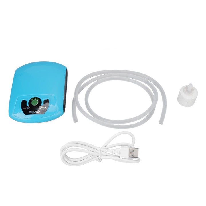 Pompa de aer acvariu Enforose, mini, ultra silentioasa, reincarcabila, waterproof, 1200mAh, pentru interior si exterior